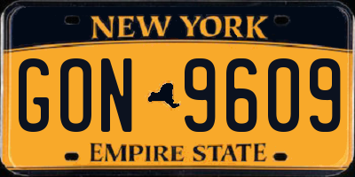 NY license plate GON9609