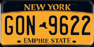 NY license plate GON9622