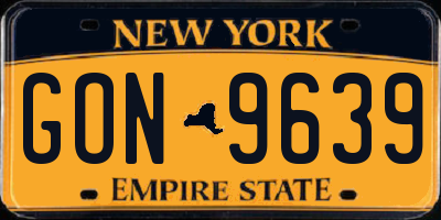 NY license plate GON9639