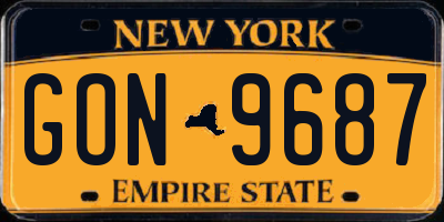 NY license plate GON9687