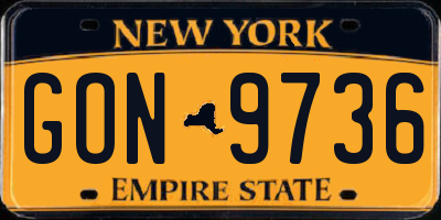 NY license plate GON9736