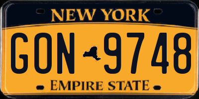 NY license plate GON9748