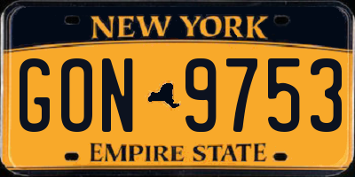 NY license plate GON9753