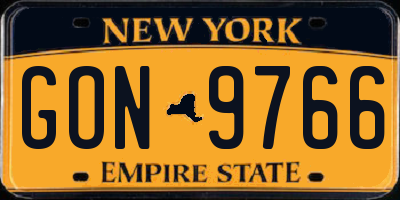 NY license plate GON9766