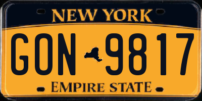 NY license plate GON9817