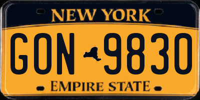 NY license plate GON9830