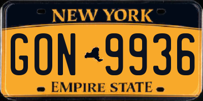 NY license plate GON9936