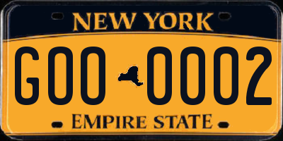 NY license plate GOO0002
