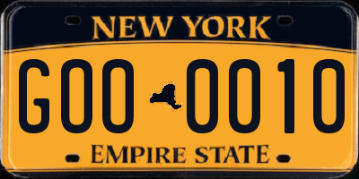 NY license plate GOO0010