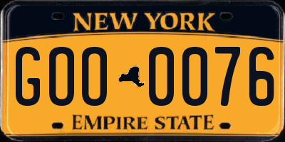 NY license plate GOO0076