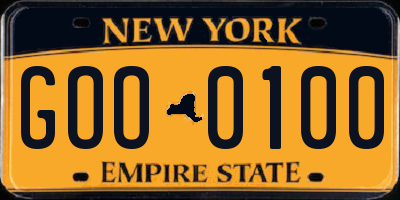 NY license plate GOO0100