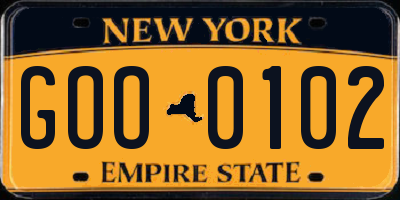NY license plate GOO0102