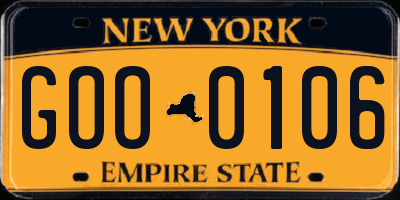NY license plate GOO0106