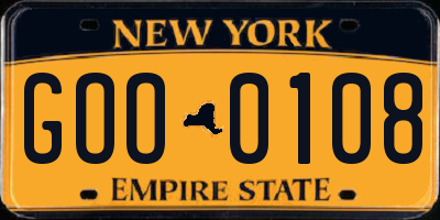 NY license plate GOO0108