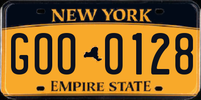 NY license plate GOO0128