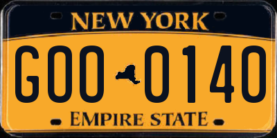 NY license plate GOO0140