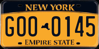NY license plate GOO0145