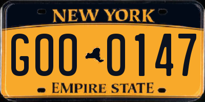 NY license plate GOO0147