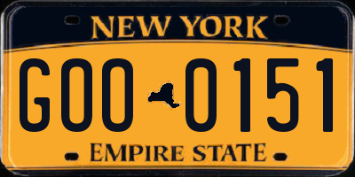 NY license plate GOO0151