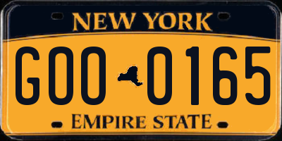NY license plate GOO0165