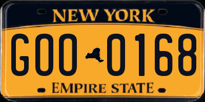 NY license plate GOO0168