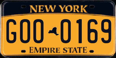 NY license plate GOO0169