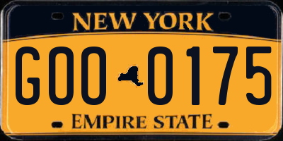 NY license plate GOO0175