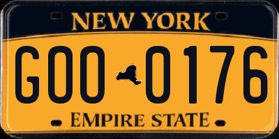 NY license plate GOO0176
