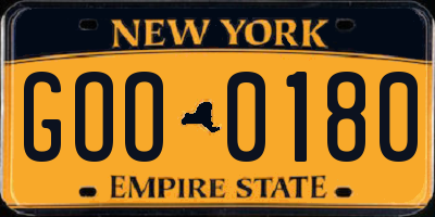 NY license plate GOO0180