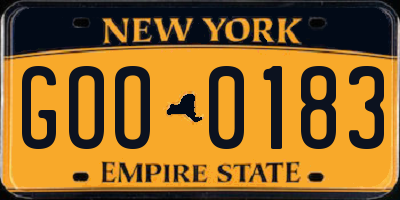 NY license plate GOO0183