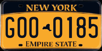 NY license plate GOO0185