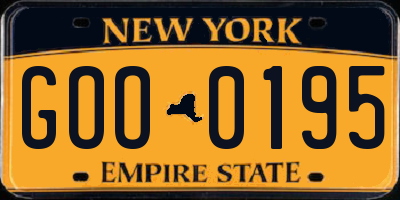NY license plate GOO0195