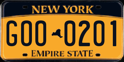 NY license plate GOO0201