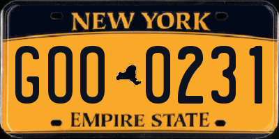 NY license plate GOO0231