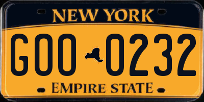 NY license plate GOO0232