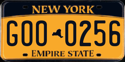 NY license plate GOO0256