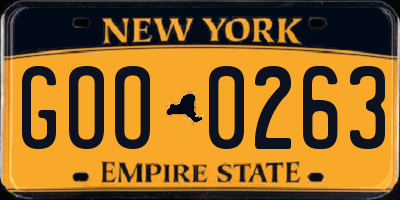 NY license plate GOO0263