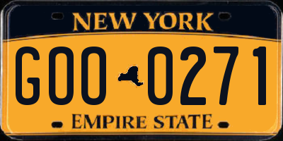 NY license plate GOO0271