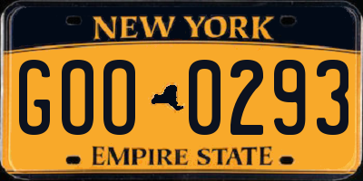 NY license plate GOO0293