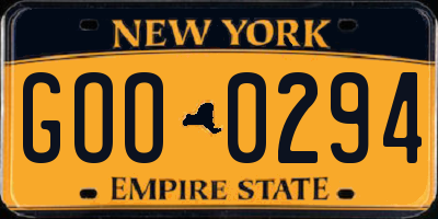 NY license plate GOO0294