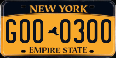 NY license plate GOO0300