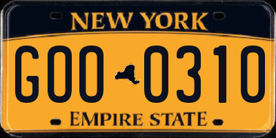 NY license plate GOO0310