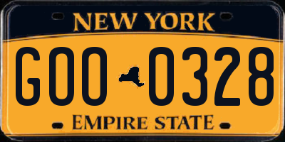 NY license plate GOO0328