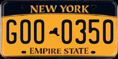 NY license plate GOO0350