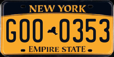 NY license plate GOO0353