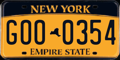 NY license plate GOO0354