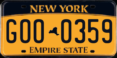 NY license plate GOO0359