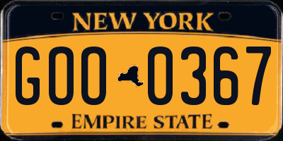 NY license plate GOO0367