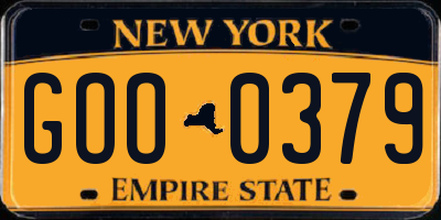 NY license plate GOO0379