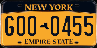 NY license plate GOO0455